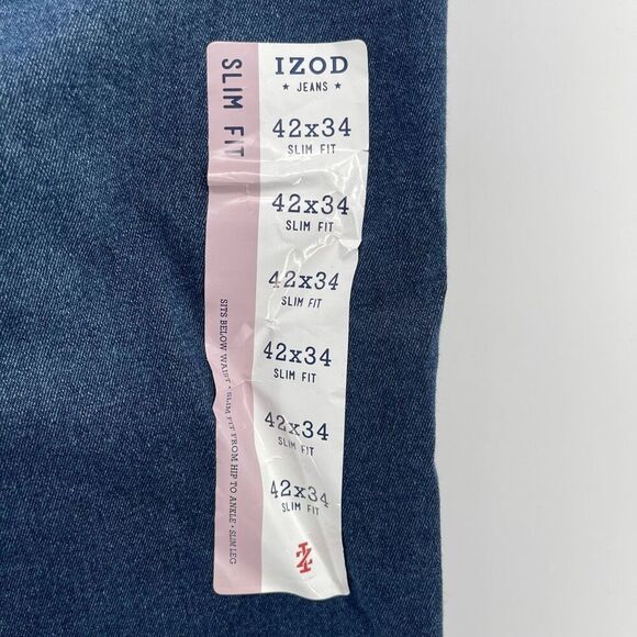 IZOD Men’s Slim Fit Ultra Soft Flex Stretch Jeans Vespa Blue 42x34 NWT - Picture 11 of 16